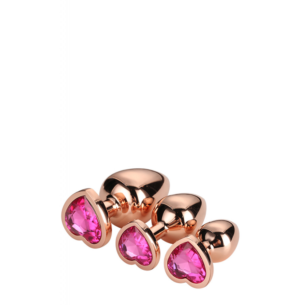 Анальные игрушки без вибрации - Набор анальных пробок GLEAMING LOVE ROSE GOLD PLUG SET 3