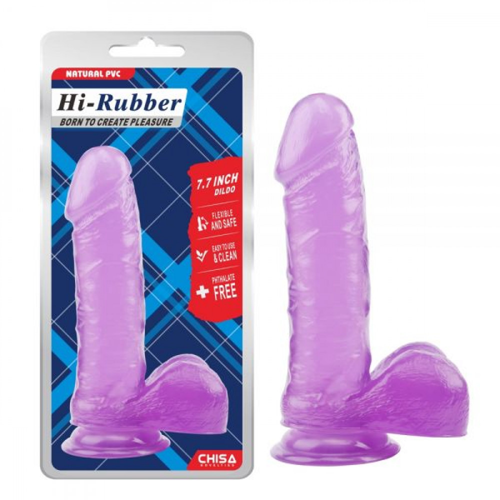 Фаллоимитаторы на присоске, двойные - Фаллоимитатор на присоске Chisa Hi-Rubber 7.7, Purple 2