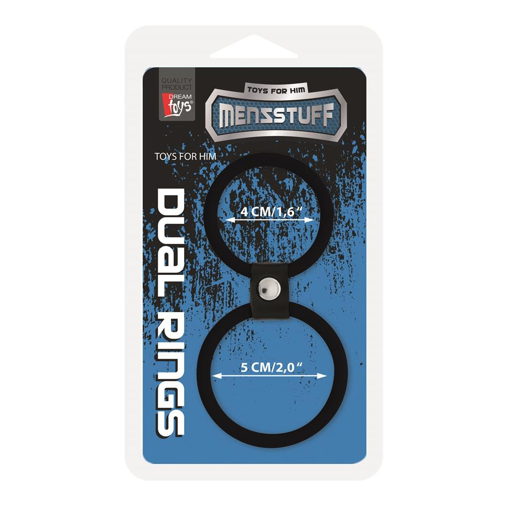 Эрекционные кольца без вибрации - Эрекционное кольцо MENZSTUFF DUAL RINGS, BLACK 1