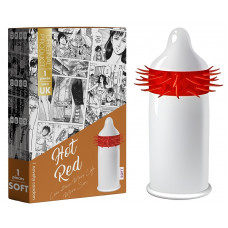 Насадка-презерватив одноразовая с эластичными усиками EGZO Hot Red