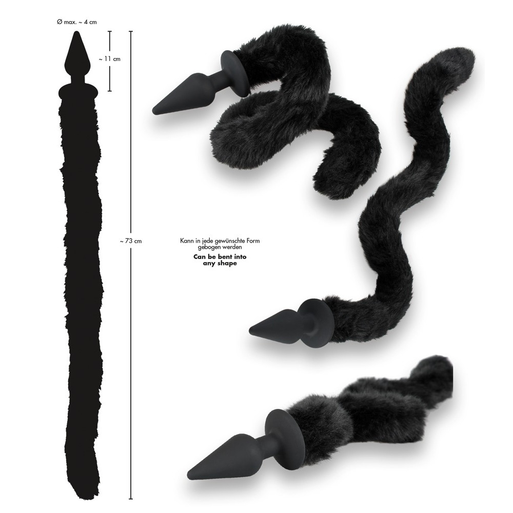Анальная пробка - Анальна пробка с гибким хвостом Bad Kitty чорна, 3.5 х 73 см 2