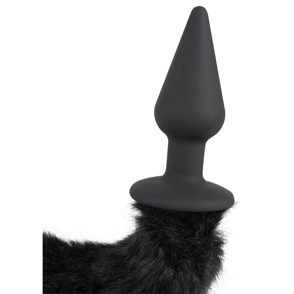 Анальная пробка - Анальна пробка с гибким хвостом Bad Kitty чорна, 3.5 х 73 см 1