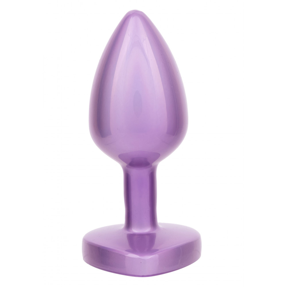 Анальні іграшки без вібрації - Анальная пробка CalExotics Diamond Heart Plug Small, фіолетова, 5,7 × 3,2 см 3