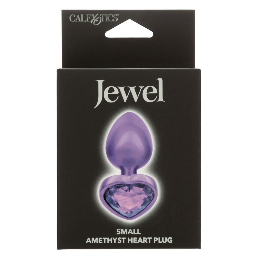 Анальні іграшки без вібрації - Анальная пробка CalExotics Diamond Heart Plug Small, фіолетова, 5,7 × 3,2 см