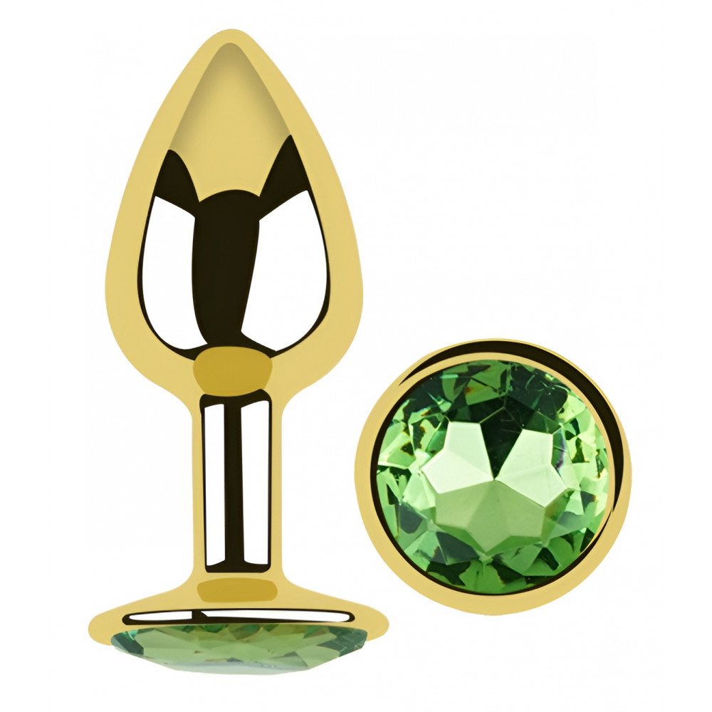 Анальные игрушки без вибрации - Анальная пробка с кристаллом EGZO - Gold Round Plug Green size S 4