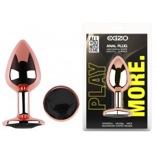 Анальная пробка с кристаллом EGZO - Rose Gold Round Plug Black size M