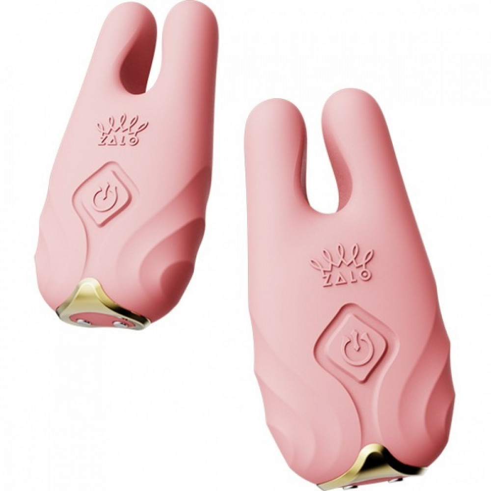 Секс игрушки - Беспроводные смарт вибрирующие зажимы для сосков ZALO Nave Vibrating Nipple Clamps розовый