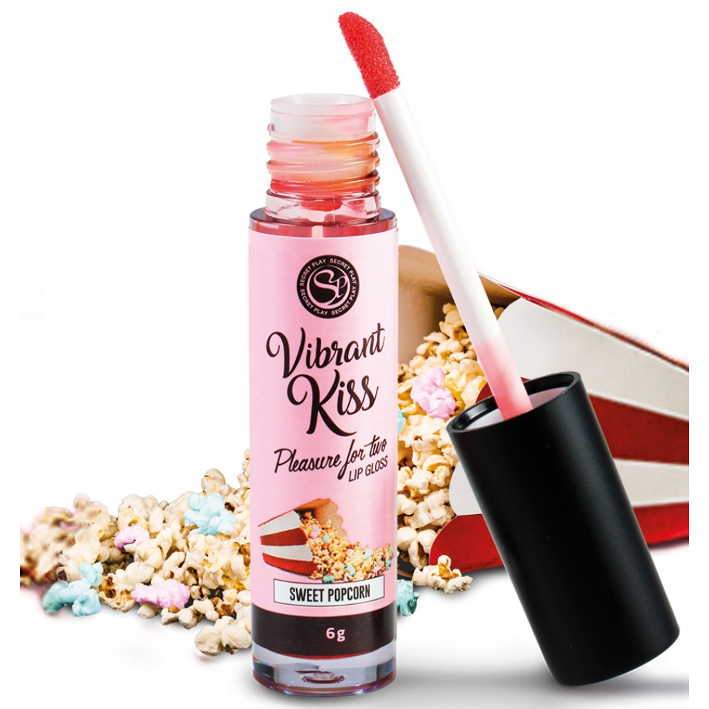 Лубриканты - Блеск для губ с эффектом вибрации Secret Play - LIP GLOSS Vibrant Kiss Sweet Popcorn, 6 грамм