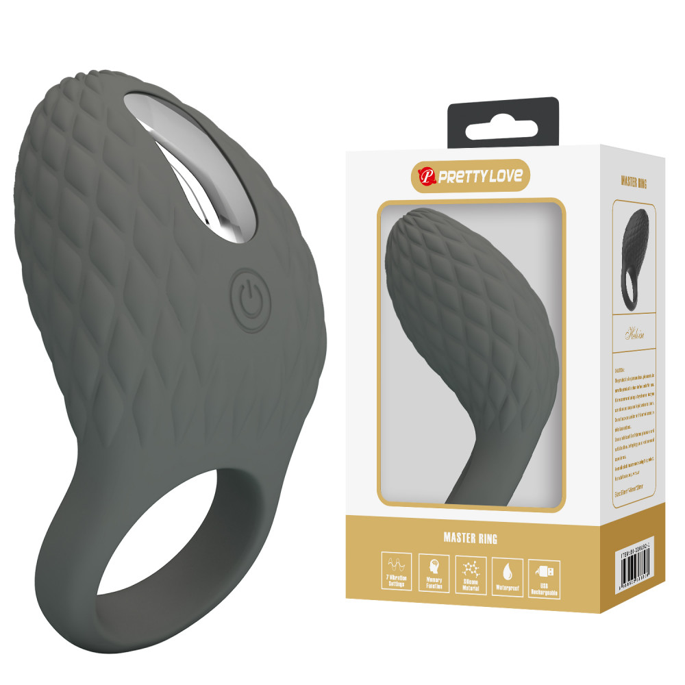 Эрекционные кольца с вибрацией - Эрекционное виброкольцо PRETTY LOVE серое, 8.6 х 4.6 см 10