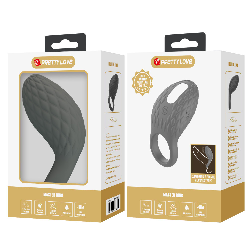 Эрекционные кольца с вибрацией - Эрекционное виброкольцо PRETTY LOVE серое, 8.6 х 4.6 см 11
