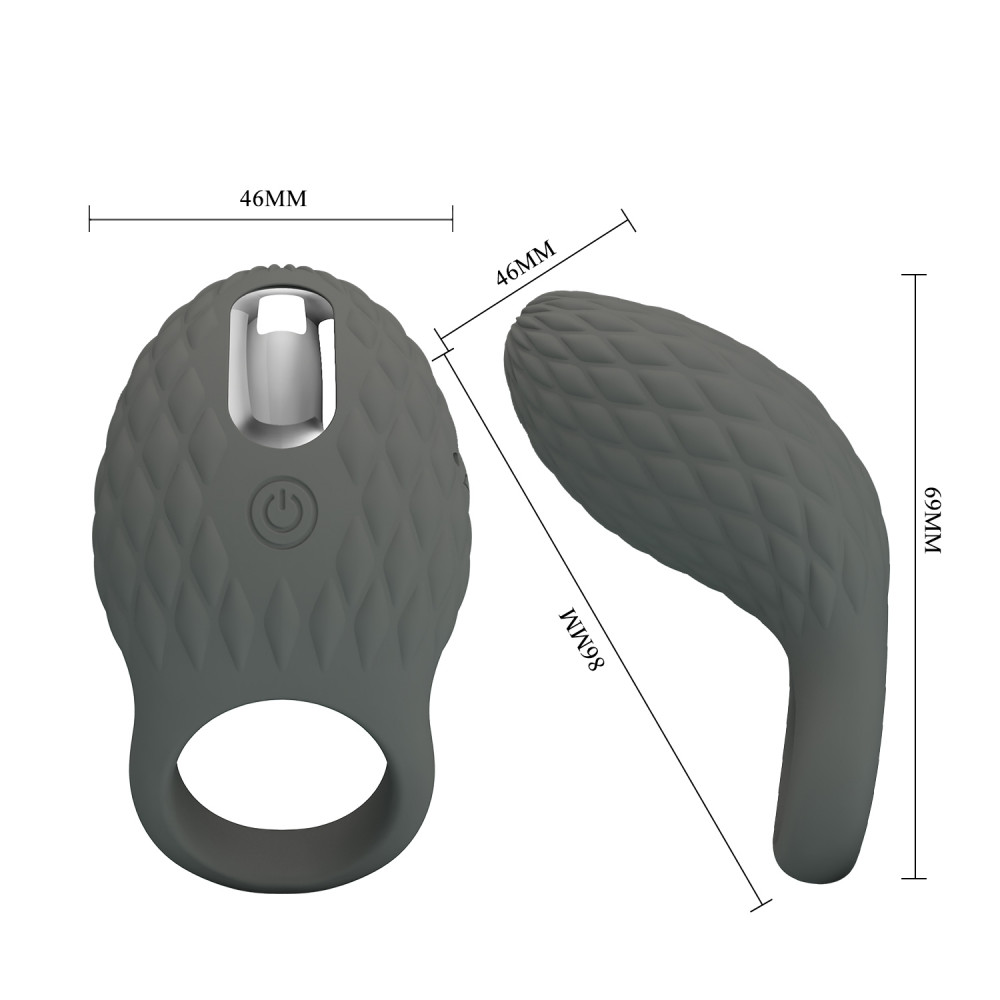 Эрекционные кольца с вибрацией - Эрекционное виброкольцо PRETTY LOVE серое, 8.6 х 4.6 см 6