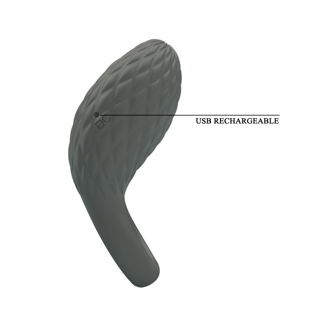 Эрекционные кольца с вибрацией - Эрекционное виброкольцо PRETTY LOVE серое, 8.6 х 4.6 см 8