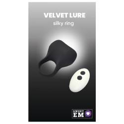 Эрекционное виброкольцо Sweet Em Silky Ring с пультом, чёрное, 7.6 х 5.7 см