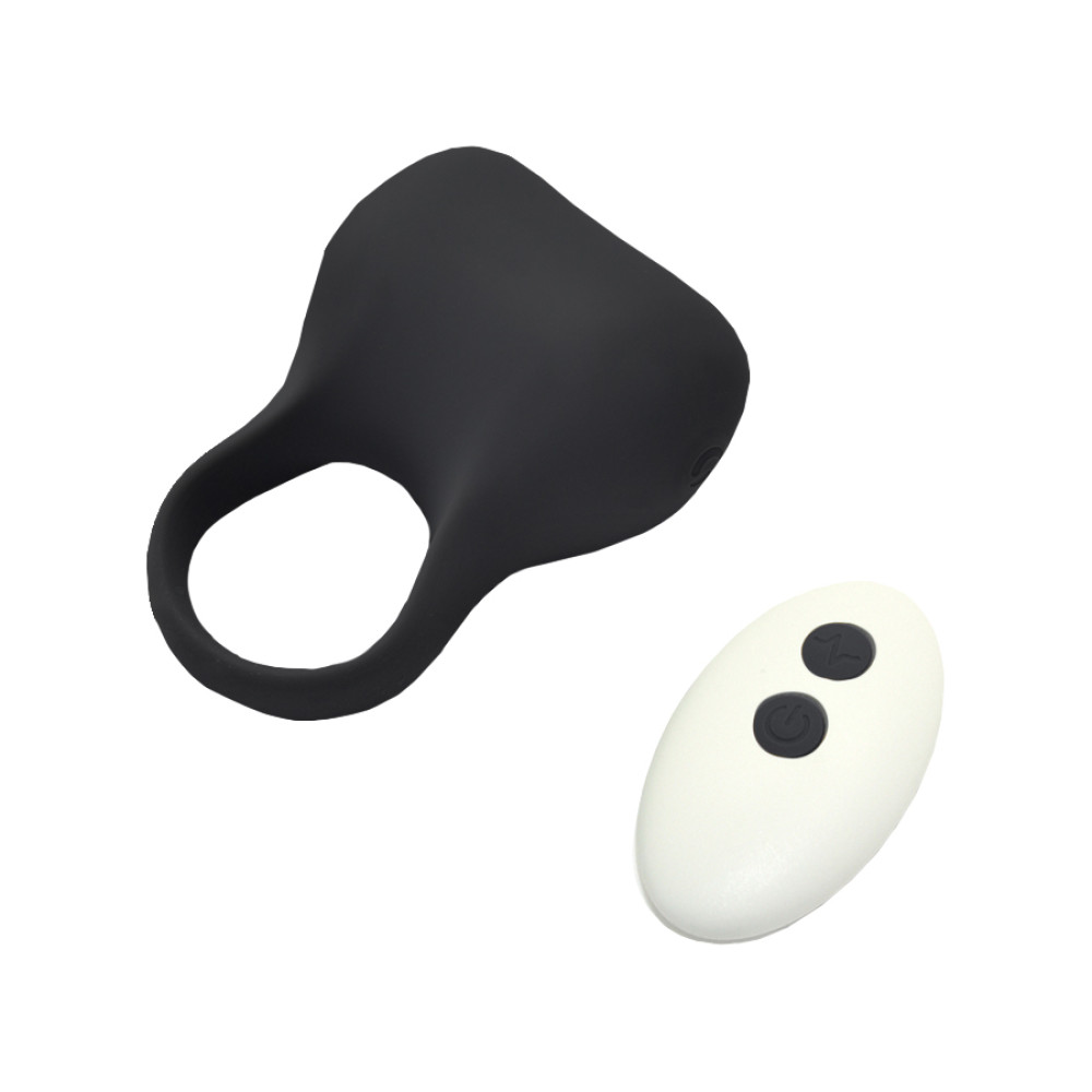 Эрекционные кольца с вибрацией - Эрекционное виброкольцо Sweet Em Silky Ring с пультом, чёрное, 7.6 х 5.7 см 1