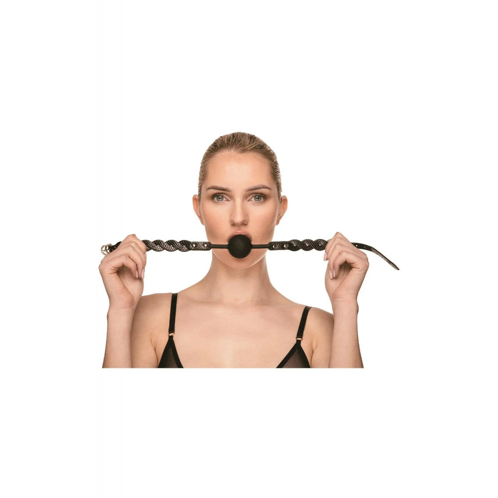 Повязки на глаза, кляпы, зажимы - Кляп Guilty Pleasure Moonlight плетёный, черный, 55 × 4,1 см 7