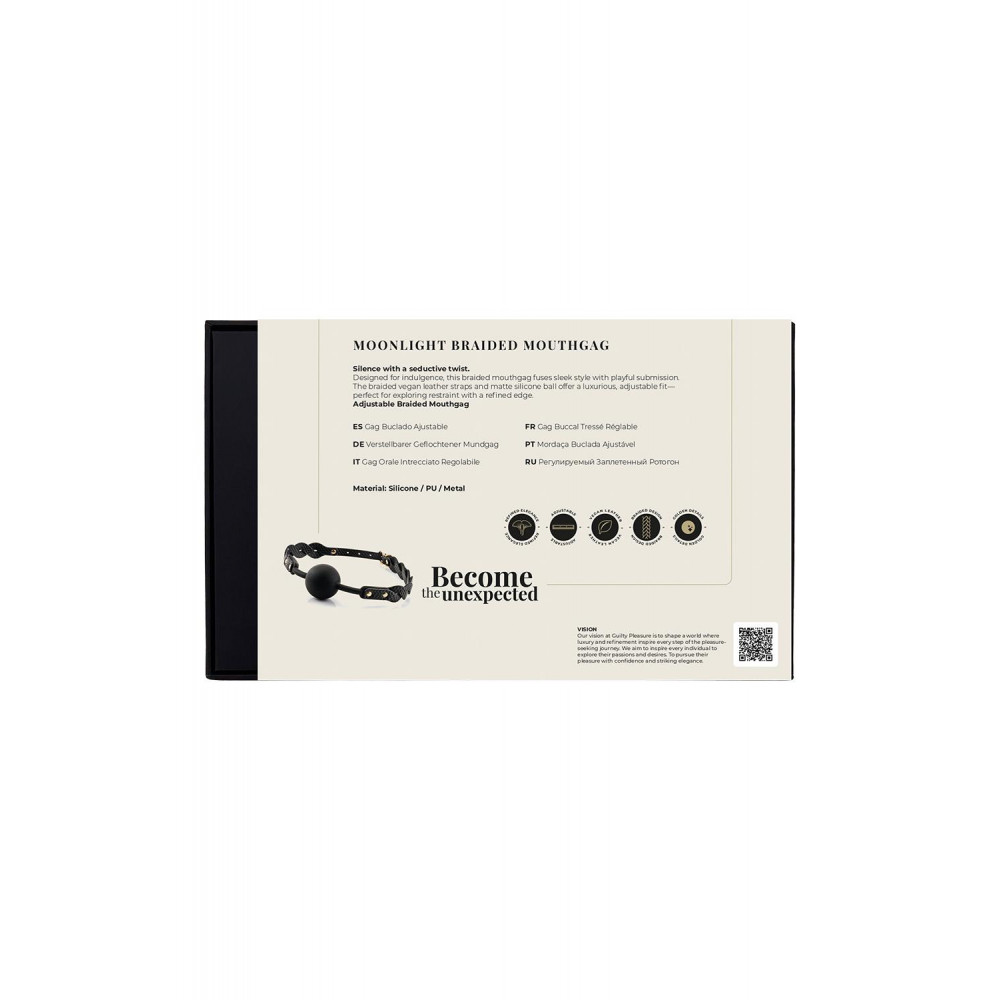 Повязки на глаза, кляпы, зажимы - Кляп Guilty Pleasure Moonlight плетёный, черный, 55 × 4,1 см 8