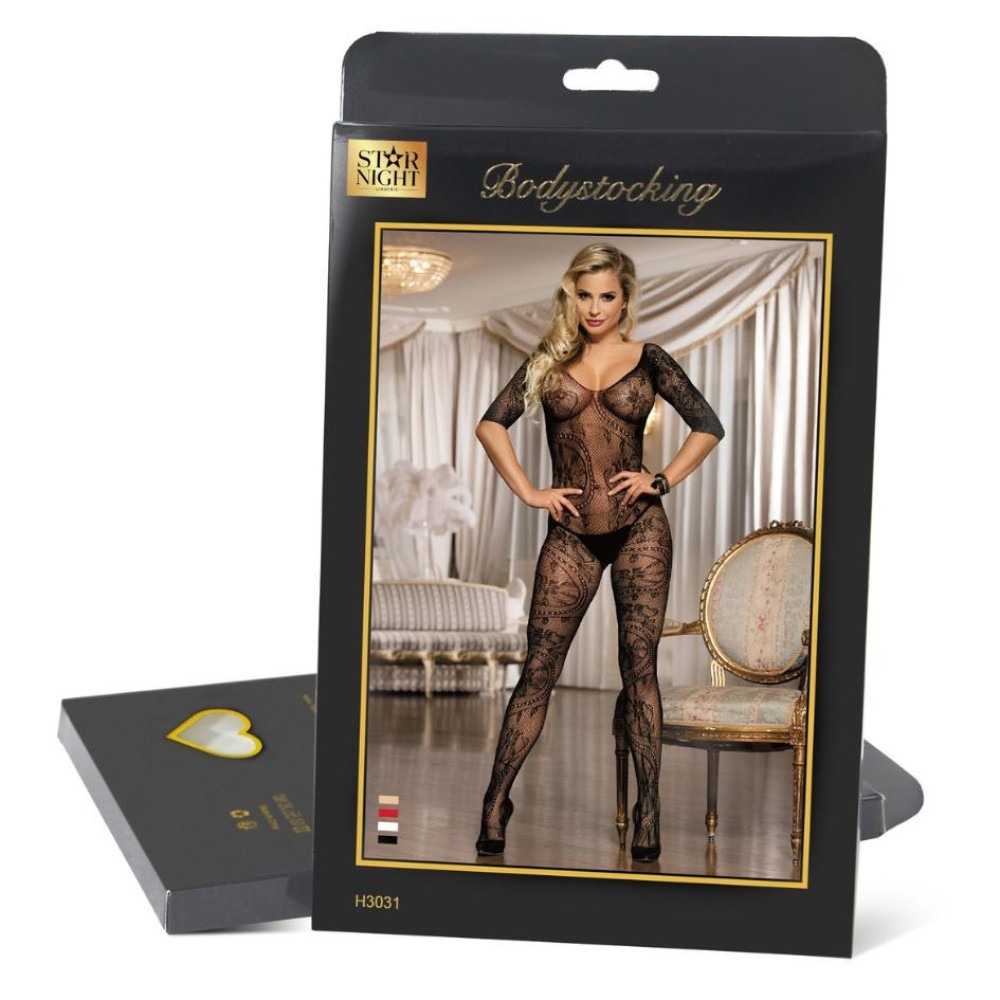 Різне - Мереживний комбінезон Star Night з відкритим доступом і квітковим принтом, чорний 3