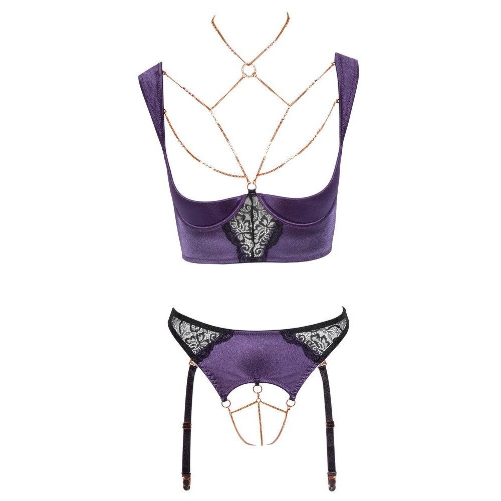 Эротическое белье - Комплект белья Shelf Bra purple 85B/L 4