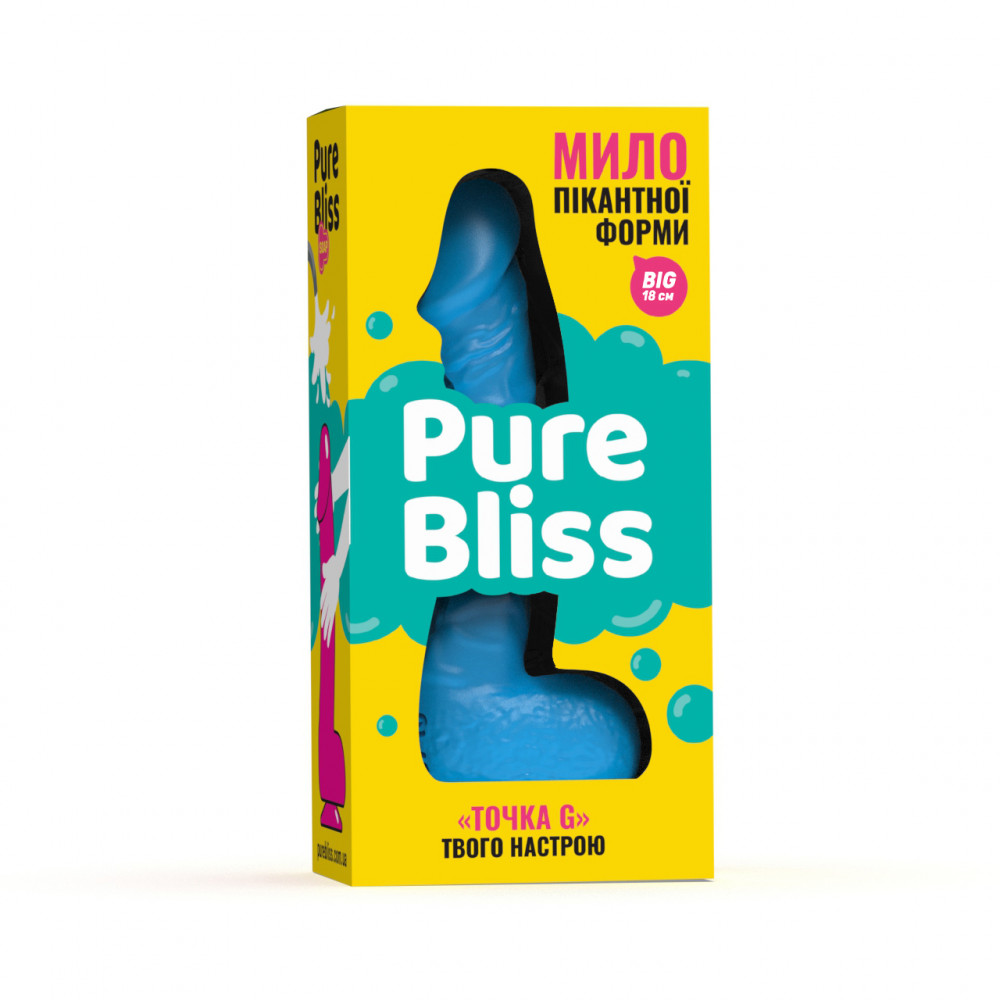 - Мило член на присосці Pure Bliss BIG блакитне, 18 см 6