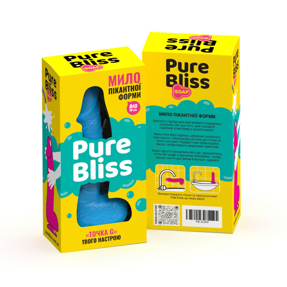  - Мило член на присосці Pure Bliss BIG блакитне, 18 см 7