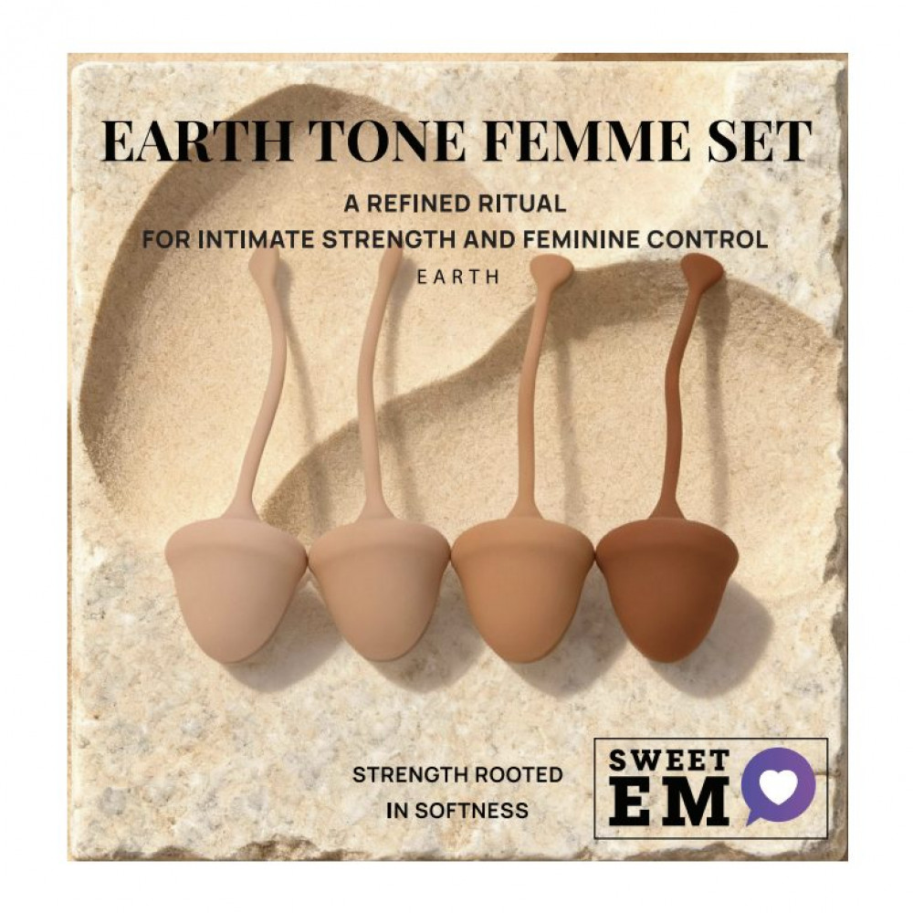 Вагинальные шарики и тренажеры - Набор вагинальных шариков Sweet Em, 4 шт с разным весом, коричневые, 2.8 х 14.5 см