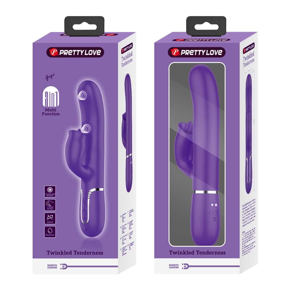 Разное - Пульсатор с клиторальным стимулятором серии Pretty Love - Gigi Dark Purple 7 thumping functions 7 licking modes, BW-500035-2 11