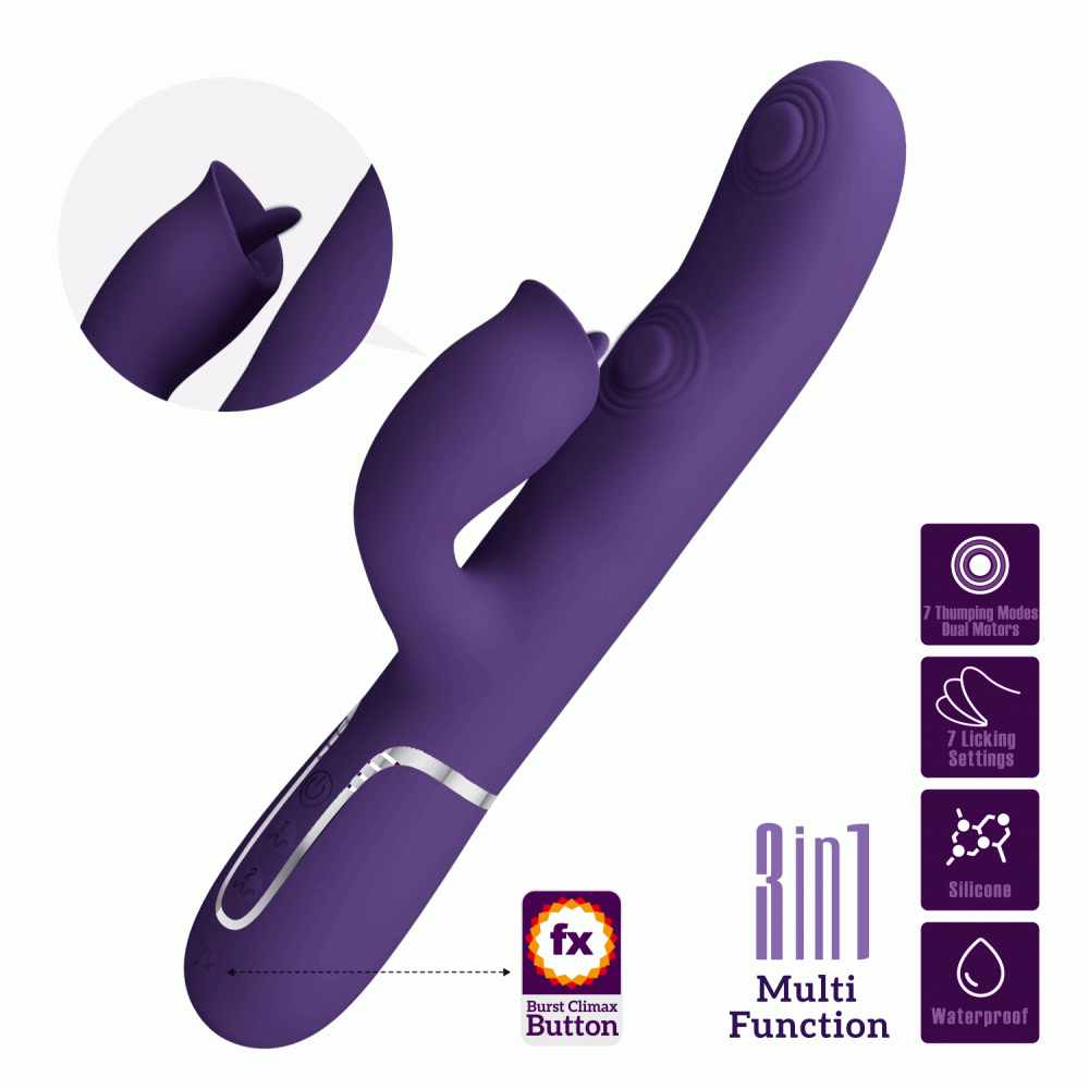 Разное - Пульсатор с клиторальным стимулятором серии Pretty Love - Gigi Dark Purple 7 thumping functions 7 licking modes, BW-500035-2 1