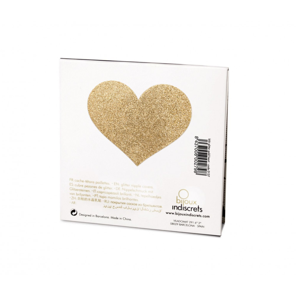 Интимные украшения - Пэстис - стикини Bijoux Indiscrets - Flash Heart Gold, наклеки на соски 2