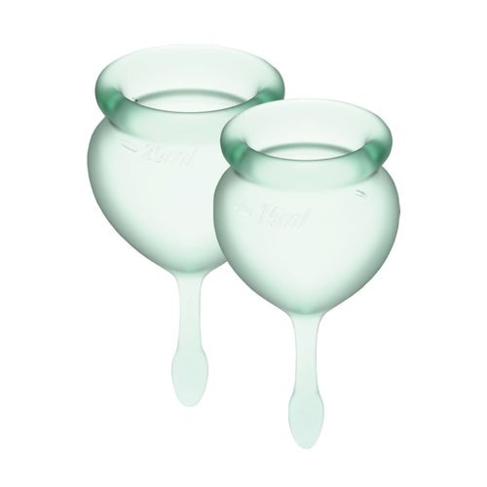 Менструальні чаші - Набір менструальних чаш Satisfyer Feel Good (light green), 15мл і 20мл, мішечок для зберігання