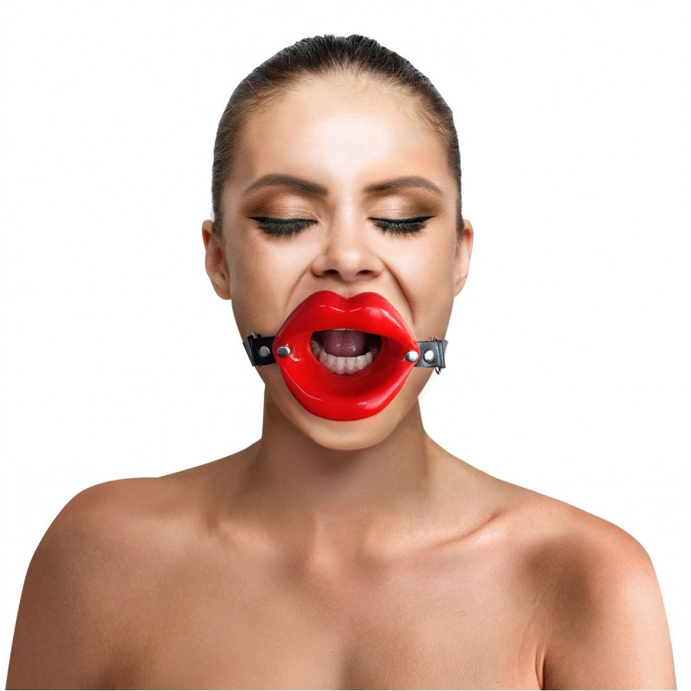Кляп - Кляп-расширитель в форме губ на ремешке, натуральная кожа Gag Lips 1