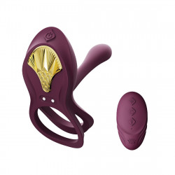 Смарт-эрекционное кольцо Zalo - BAYEK Velvet Purple, двойное с вводимой частью, пульт ДУ