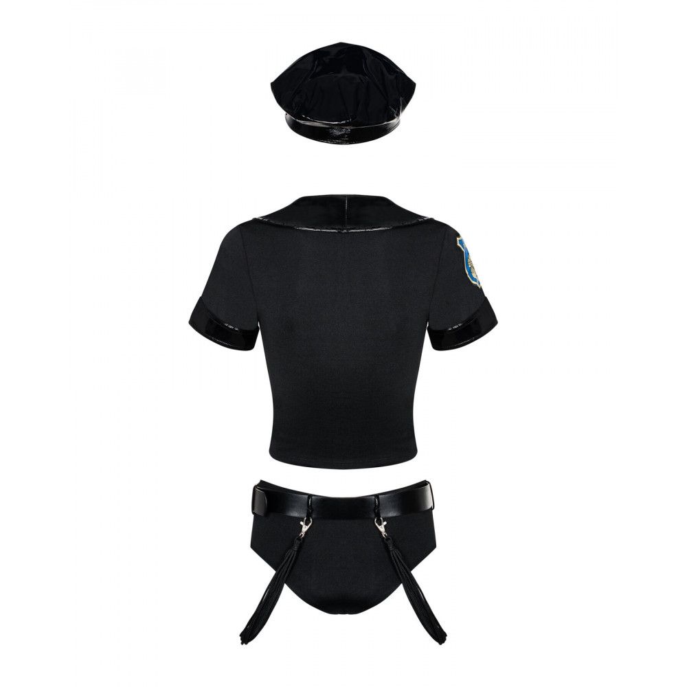 Эротические костюмы - Эротический костюм полицейского Obsessive Police set S/M, black, топ, шорты, кепка, пояс, портупея 3