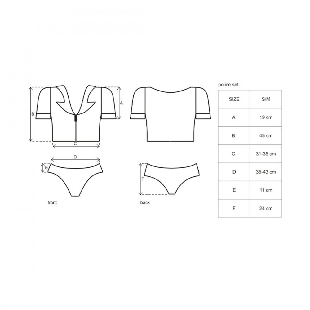 Ролевые костюмы - Эротический костюм полицейского Obsessive Police set S/M, black, топ, шорты, кепка, пояс, портупея 4