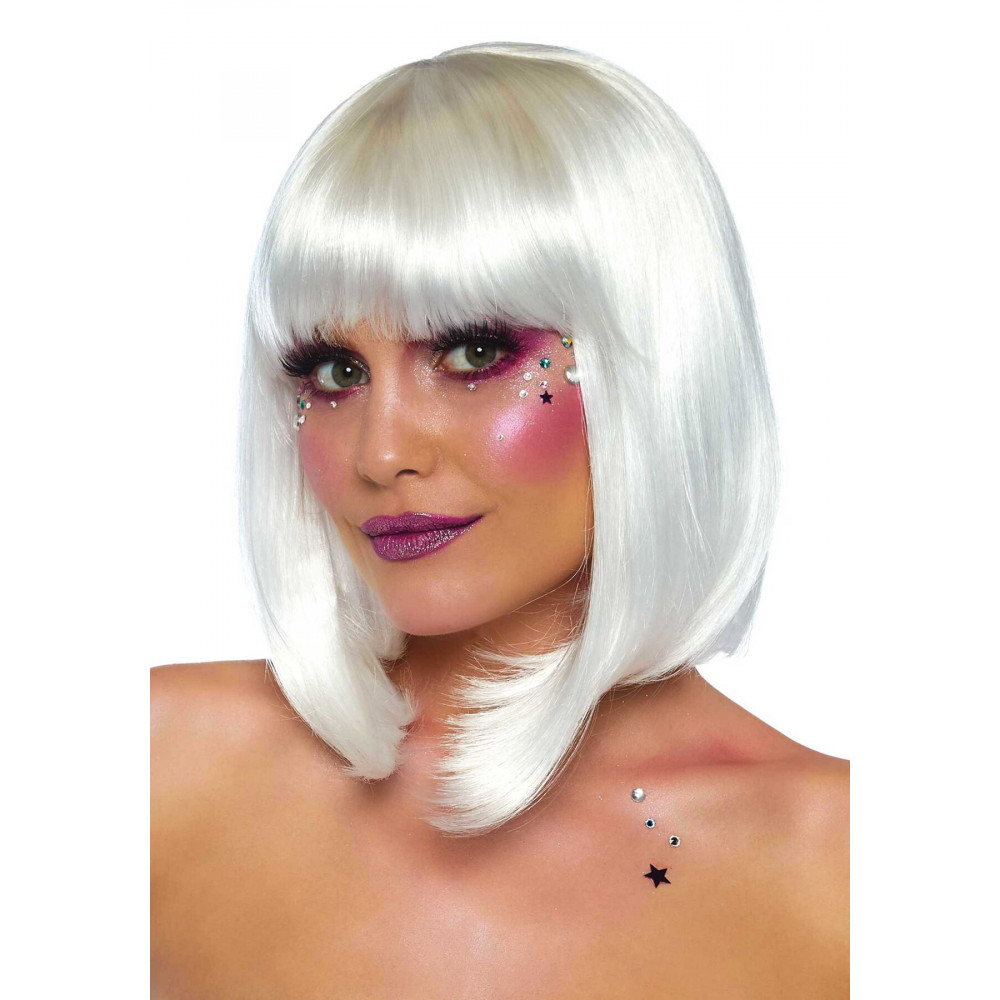 Аксессуары для эротического образа - Светящийся в темноте парик Leg Avenue Pearl short natural bob wig White, короткий, жемчужный, 33 см 2