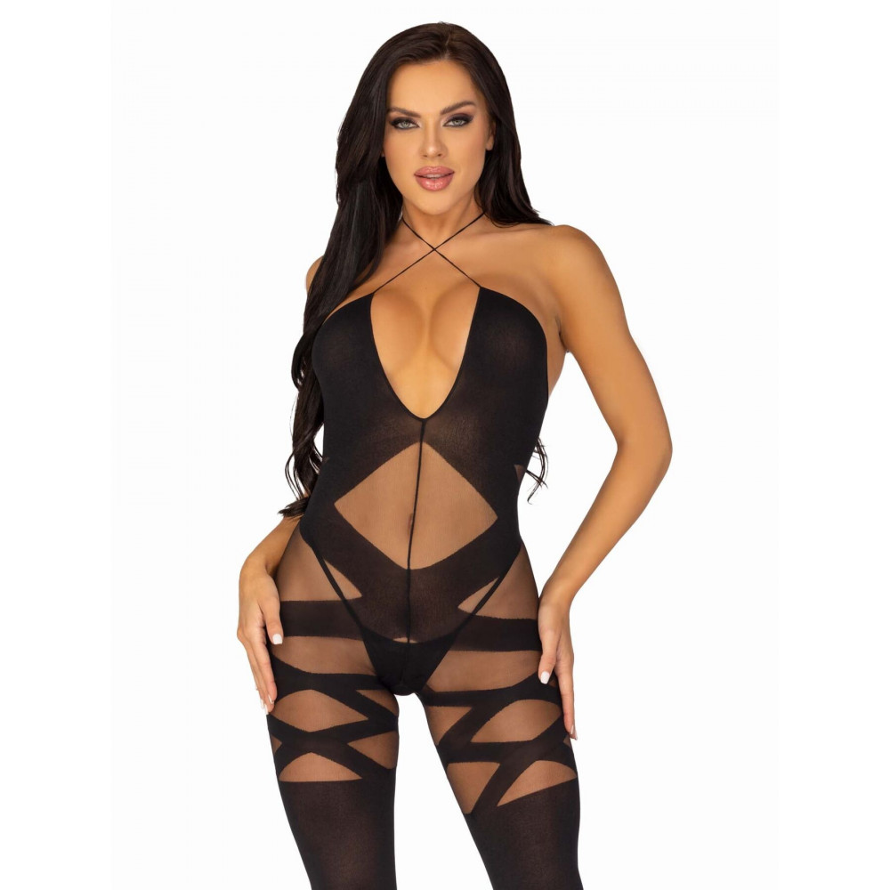 Бодистокинг - Бодистокинг Leg Avenue Illusion halter bodystocking One size Black, доступ