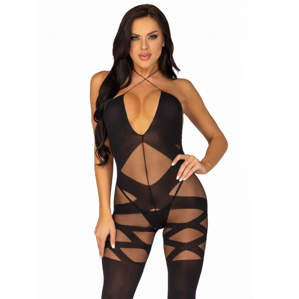 Бодистокинг - Бодистокинг Leg Avenue Illusion halter bodystocking One size Black, доступ 4