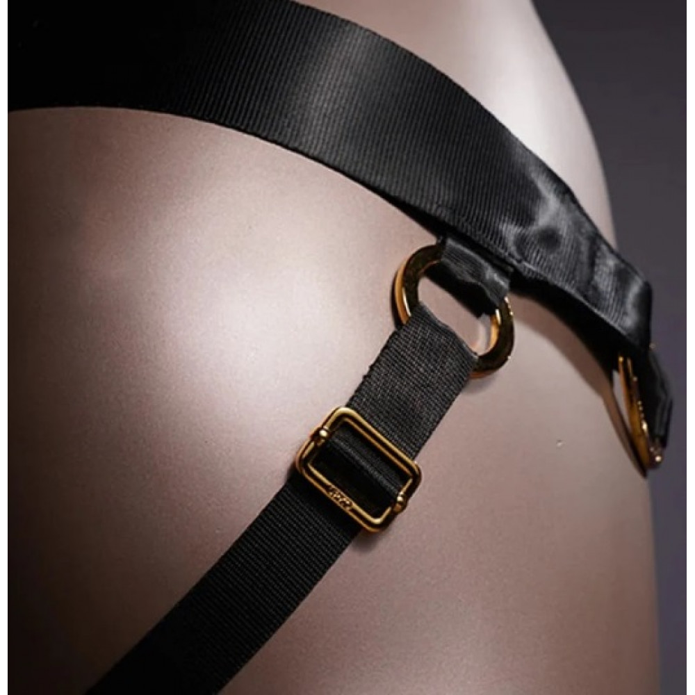 Різне - Страпон з нереалістичним фалоімітатором M UPKO, з нашийником, чорний 1