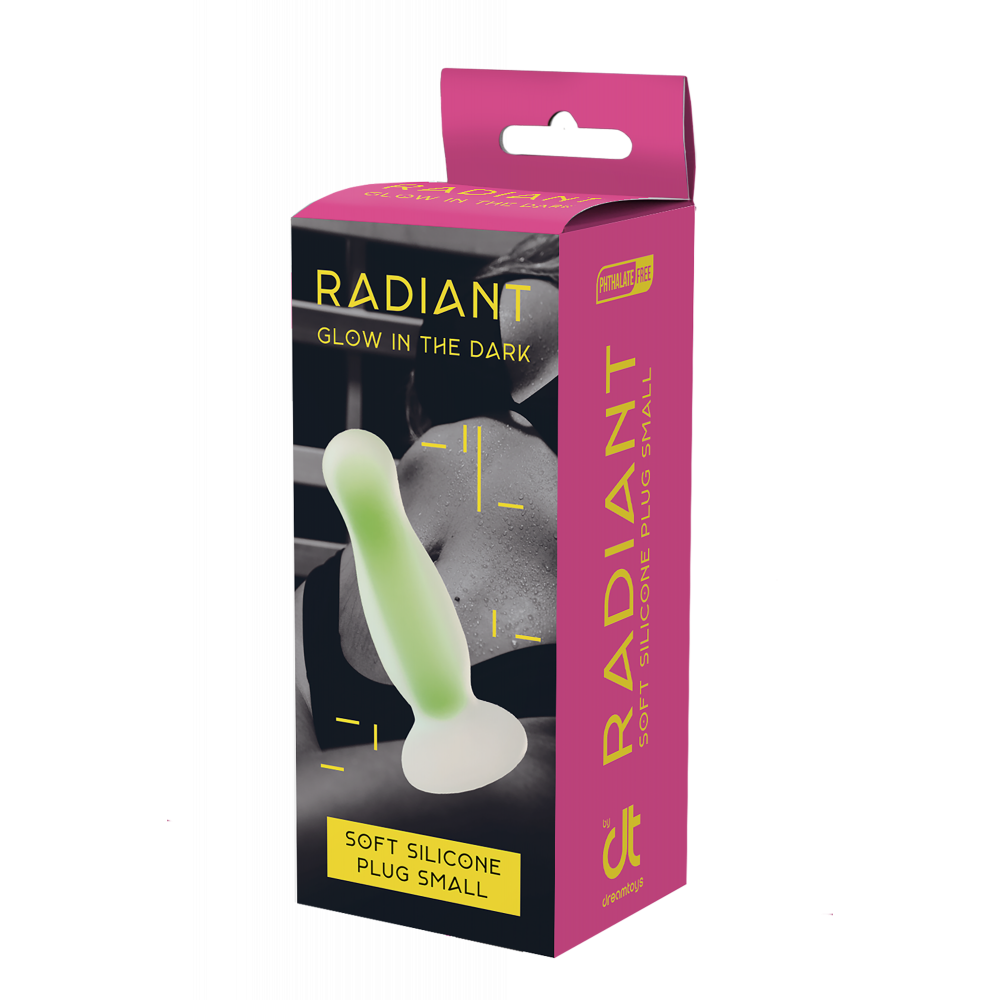 Секс игрушки - Светящаяся анальная пробка Dream Toys RADIANT SOFT SILICONE GLOW IN THE DARK PLUG SMALL GREEN 1