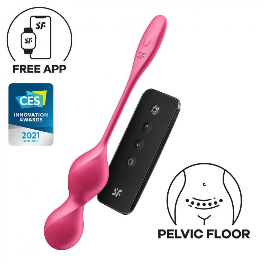 Вагинальные шарики - Вагинальные шарики с вибрацией Satisfyer Love Birds 2 Connect App Red