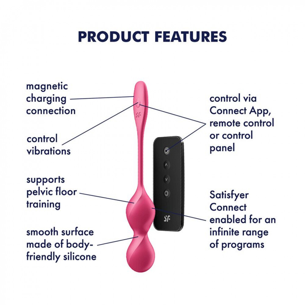 Вагинальные шарики - Вагинальные шарики с вибрацией Satisfyer Love Birds 2 Connect App Red 2