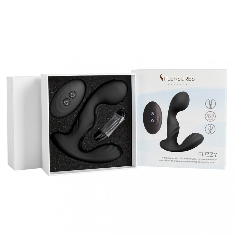 Массажеры простаты - Вибромассажер простаты S Pleasures Premium FUZZY, черный, с рельефом, 10 режимов вибрации, нагрев 2