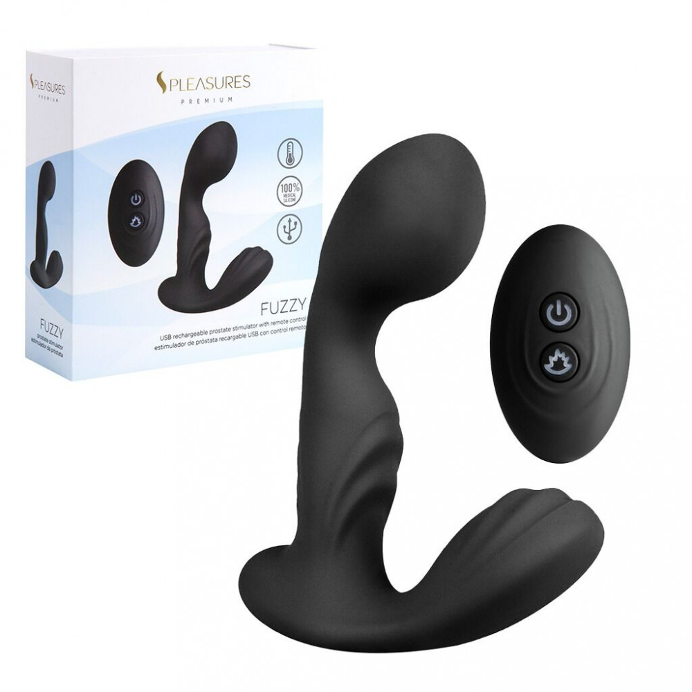 Массажеры простаты - Вибромассажер простаты S Pleasures Premium FUZZY, черный, с рельефом, 10 режимов вибрации, нагрев 3