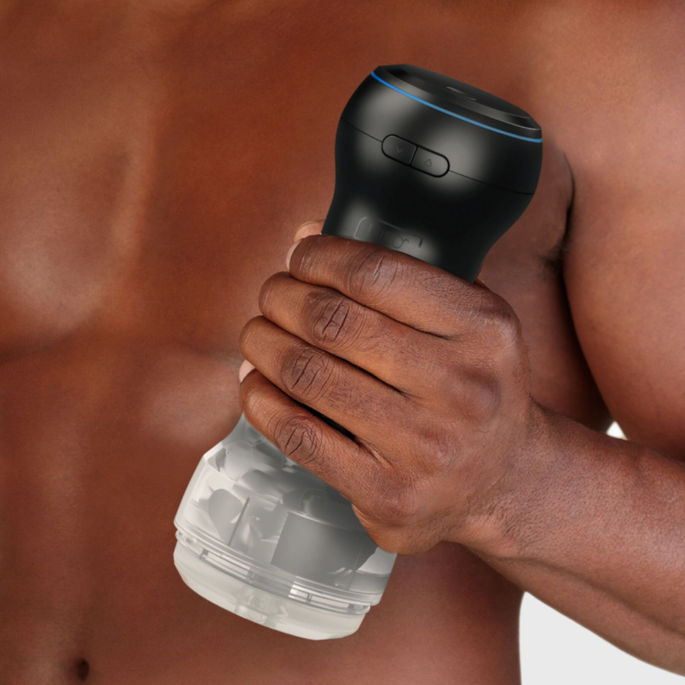 Мастурбаторы с вибрацией - Мастурбатор Kiiroo Feel Pocket Crystal с всасывающей интерактивной насадкой PowerBlow Combo Set 9