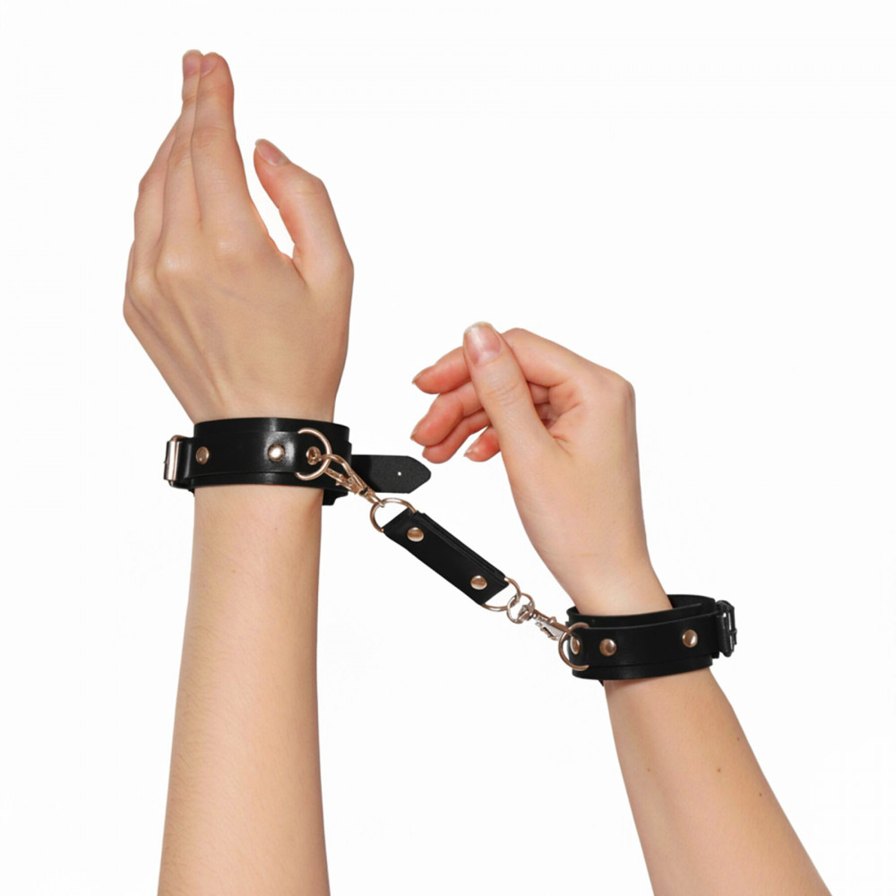 Наручники та обмеження - Наручники із екошкіри Art of Sex - Eva, колір чорний 2