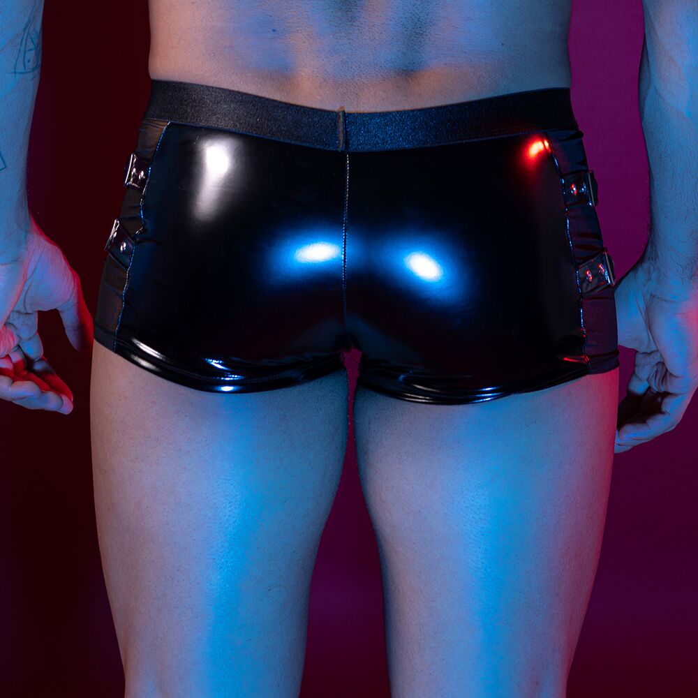 Чоловіча еротична білизна - Еротичні чоловічі лакові труси зі шнурівкою JSY 9120T One Size 4