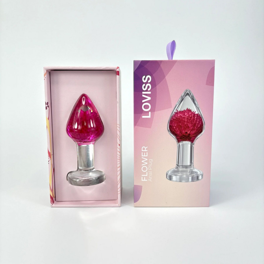 Анальные игрушки без вибрации - Роскошная анальная пробка Loviss Gomphrena Globosa Anal Plug с настоящим амарантом внутри 9