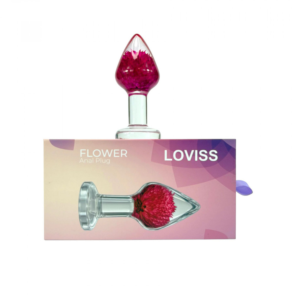 Анальные игрушки без вибрации - Роскошная анальная пробка Loviss Gomphrena Globosa Anal Plug с настоящим амарантом внутри 1