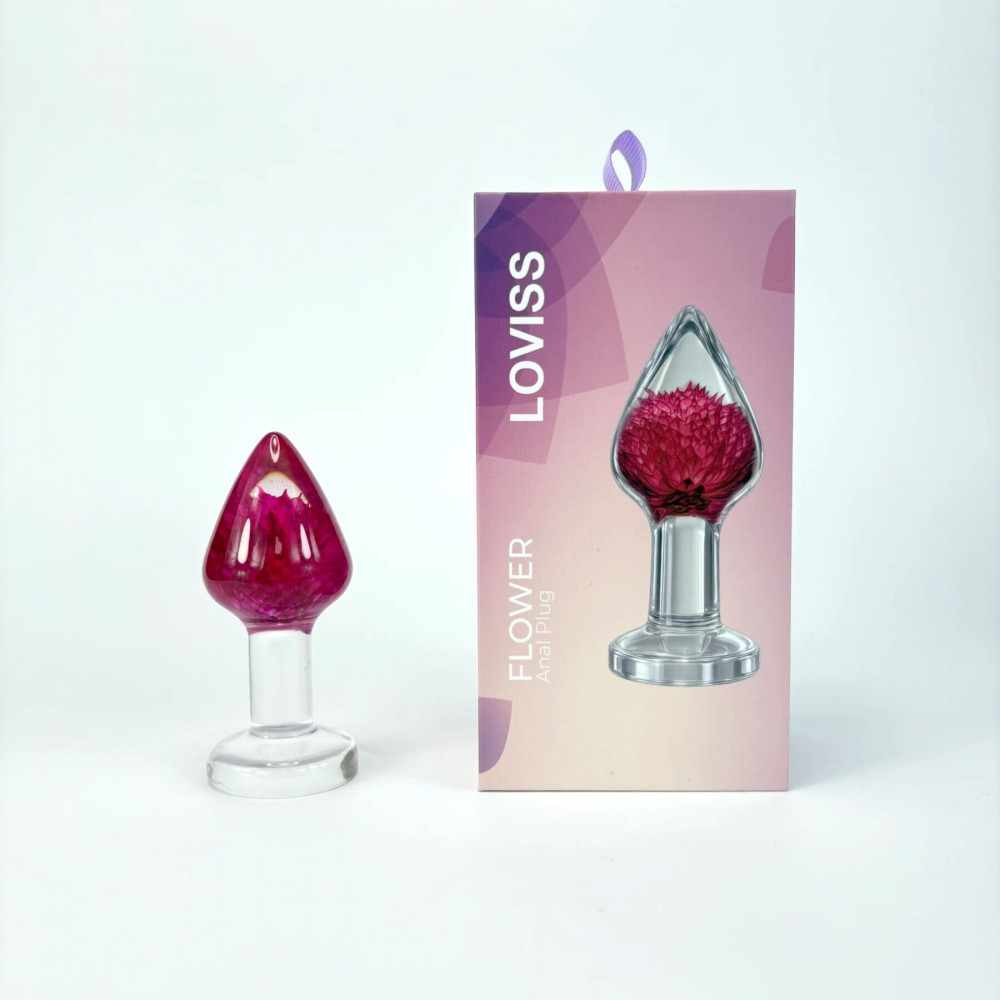 Анальные игрушки без вибрации - Роскошная анальная пробка Loviss Gomphrena Globosa Anal Plug с настоящим амарантом внутри 4