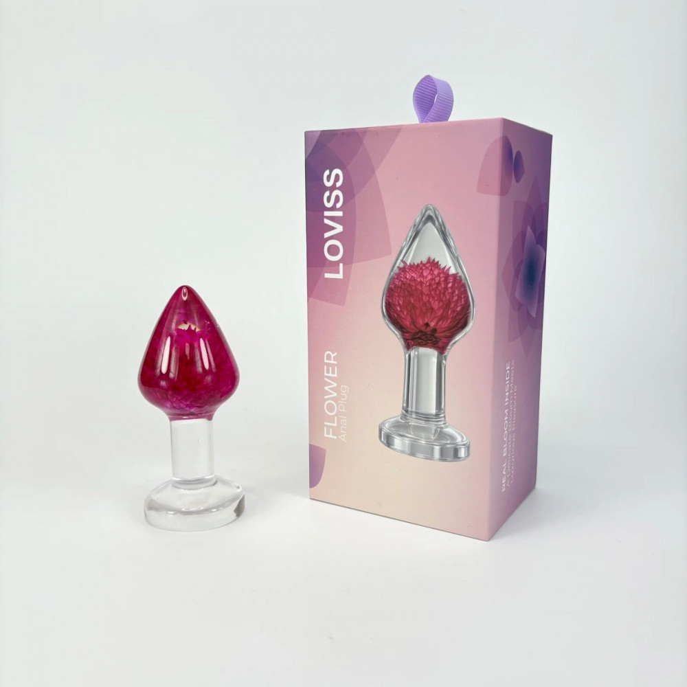 Анальные игрушки без вибрации - Роскошная анальная пробка Loviss Gomphrena Globosa Anal Plug с настоящим амарантом внутри 3