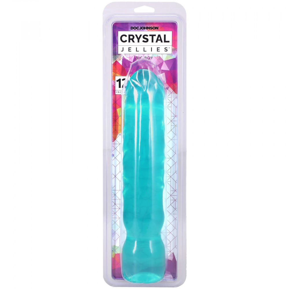 Фаллоимитаторы - Фаллоимитатор Doc Johnson Crystal Jellies - 12 Inch Big Boy - Teal 1